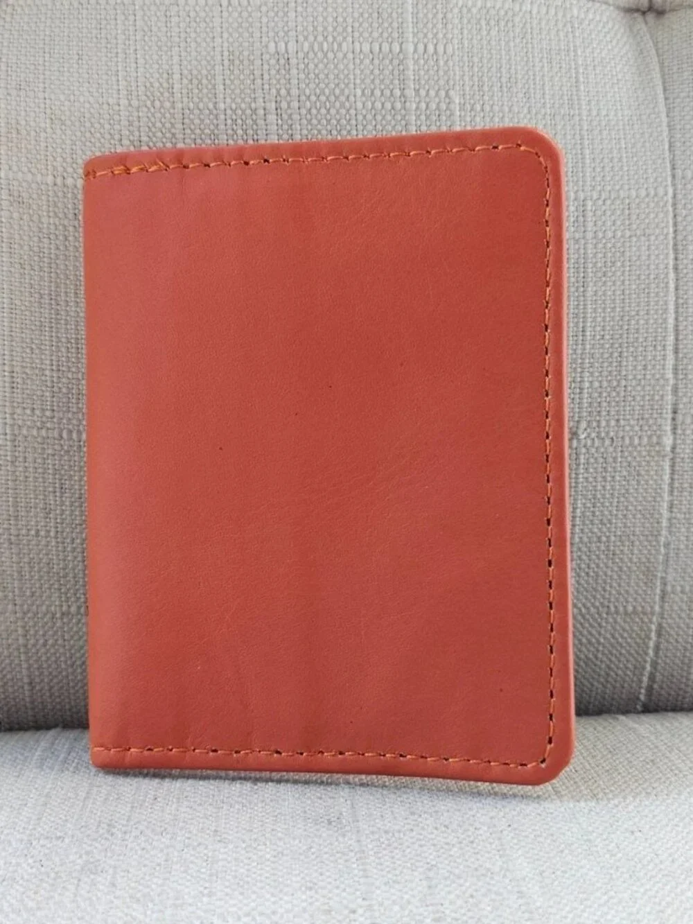 Handmade Cardholder Bifold Orange Genuine Leather Mini wallet Card Hodler
